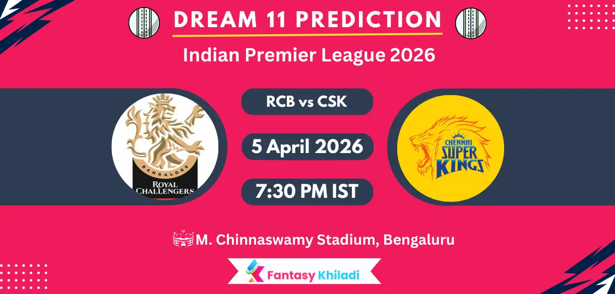 RCB vs CSK Dream11 Prediction Today Match 11, Player Stats, Playing XI, Captain & Vice-Captain Choices – IPL 2026
