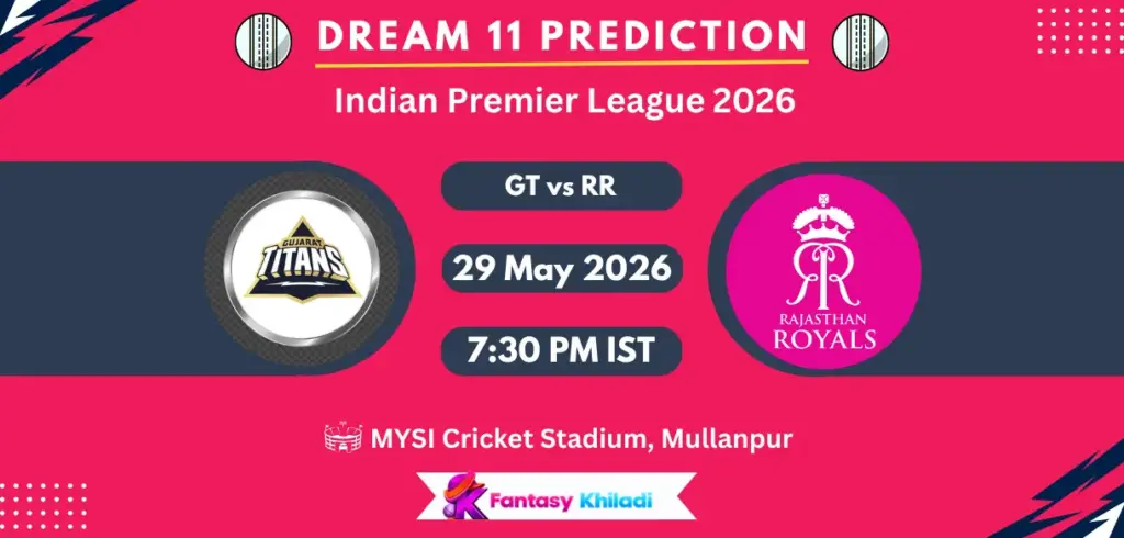 GT vs RR Dream11 Prediction Today Qualifier 2, Fantasy Cricket Tips, Playing XI, Captain & Vice-Captain Choices – IPL 2026